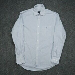 Lucchese Shirt Mens Medium White Blue Check Long Sleeve Button Up Western